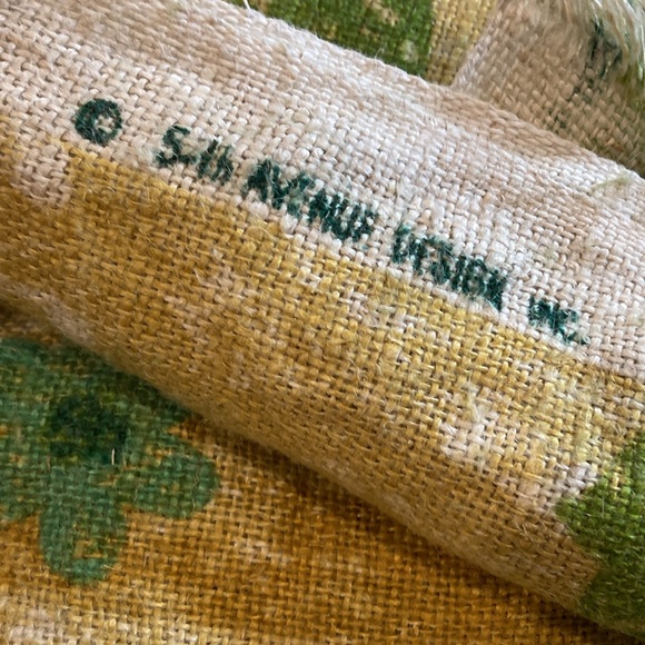 2 pieces available 5th Ave Designs green printed linen Olive and teal. 70’s? 401 - Picture 4 of 5